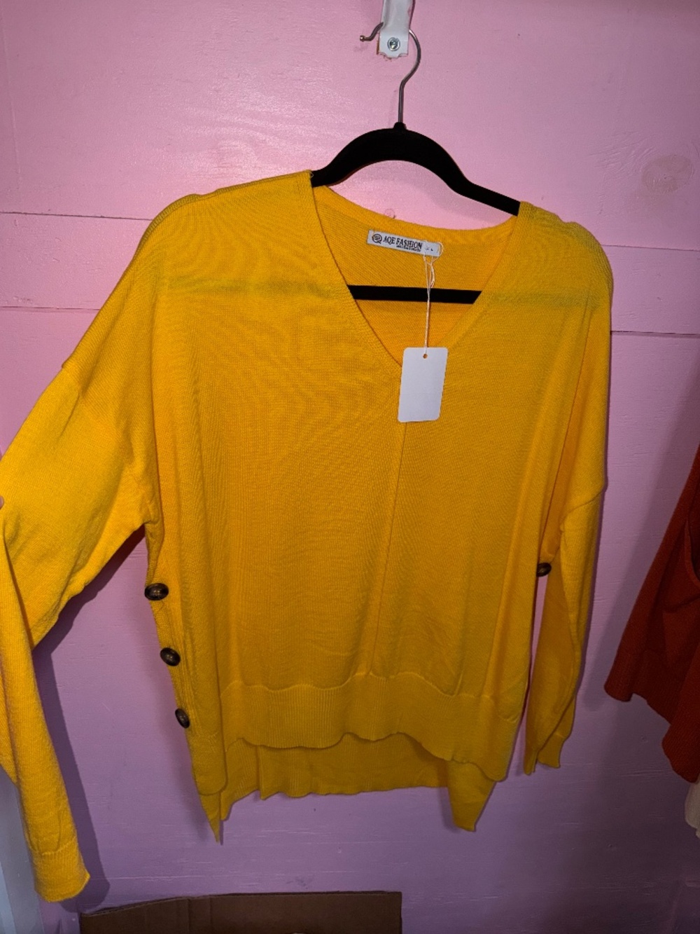 Yellow sweater with button details💛 NWT